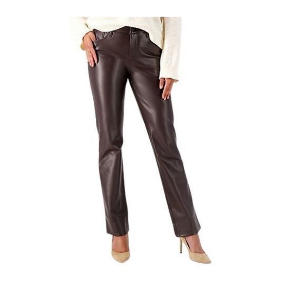 NYDJ Marilyn Straight Faux Leather Pants size 12 NWT - Picture 1 of 6